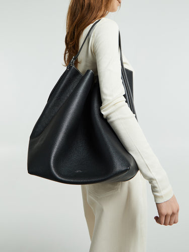 TOTEME - Belted Tote Bag in Black grain