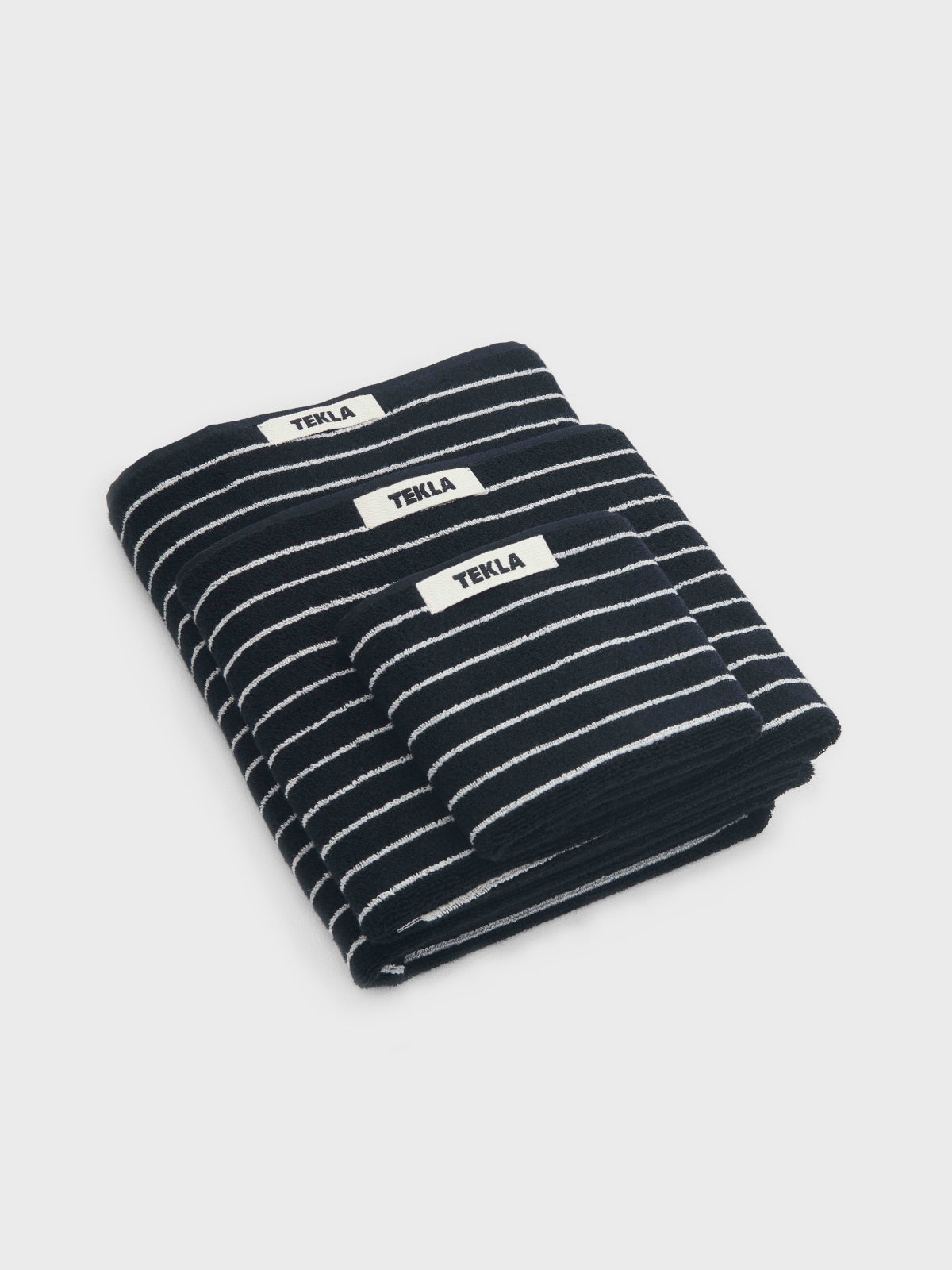 Tekla - Terry Towel in Black Stripes