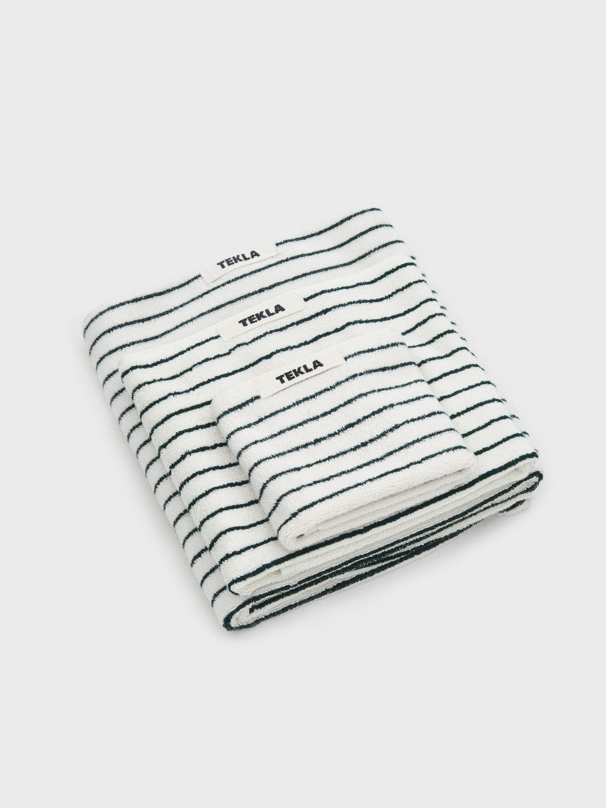 Tekla - Terry Towel in Racing Green Stripes