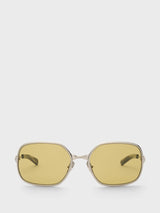 Flatlist - TYLER Sunglasses in Brushed Silver, Lime Gradient Lens