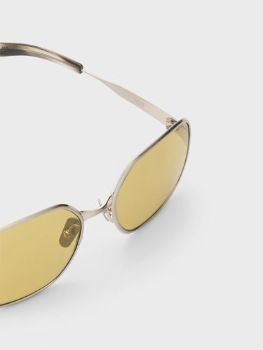Flatlist - TYLER Sunglasses in Brushed Silver, Lime Gradient Lens