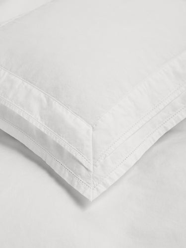 Percale, Broderie Anglaise, Double Duvet Cover in Broken White/Perle