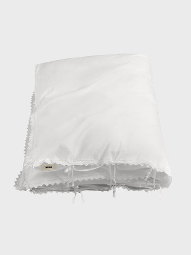 Percale, Broderie Anglaise, Double Duvet Cover in Broken White/Anaïs