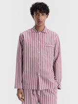 Tekla - Poplin Pyjamas Long Shirt in Rhubarb Stripes