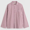 Tekla - Poplin Pyjamas Long Shirt in Rhubarb Stripes