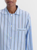 Tekla - Poplin Pyjamas Long Shirt in Stave Stripes