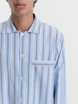 Tekla - Poplin Pyjamas Long Shirt in Stave Stripes
