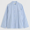 Tekla - Poplin Pyjamas Long Shirt in Stave Stripes