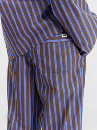Tekla - Poplin Pyjamas Pants in Chestnut Stripes
