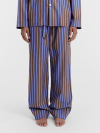 Tekla - Poplin Pyjamas Pants in Chestnut Stripes