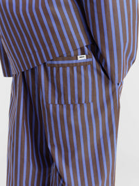 Tekla - Poplin Pyjamas Pants in Chestnut Stripes