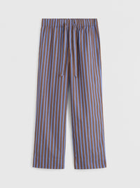 Tekla - Poplin Pyjamas Pants in Chestnut Stripes