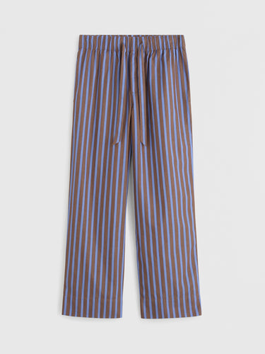 Tekla - Poplin Pyjamas Pants in Chestnut Stripes