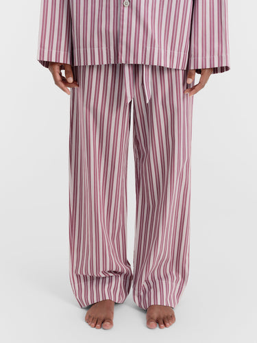 Tekla - Poplin Pyjamas Pants in Rhubarb Stripes