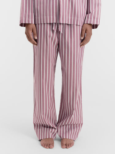 Tekla - Poplin Pyjamas Pants in Rhubarb Stripes