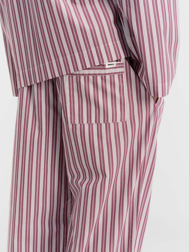 Tekla - Poplin Pyjamas Pants in Rhubarb Stripes