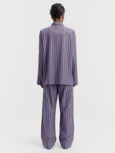 Tekla - Poplin Pyjamas Pants in Chestnut Stripes