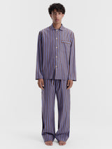 Tekla - Poplin Pyjamas Pants in Chestnut Stripes