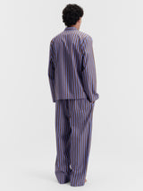 Tekla - Poplin Pyjamas Pants in Chestnut Stripes
