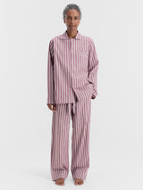 Tekla - Poplin Pyjamas Pants in Rhubarb Stripes