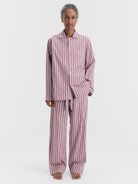 Tekla - Poplin Pyjamas Pants in Rhubarb Stripes