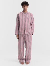 Tekla - Poplin Pyjamas Pants in Rhubarb Stripes