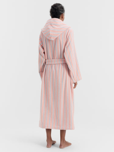 Tekla - Hooded Bathrobe in Candy Stripes