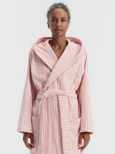 Tekla - Hooded Bathrobe in Candy Stripes