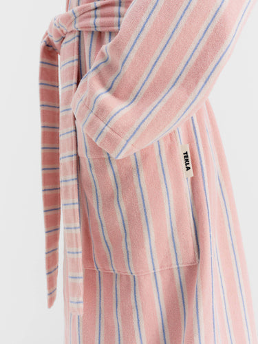 Tekla - Hooded Bathrobe in Candy Stripes