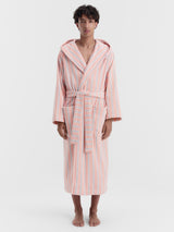 Tekla - Hooded Bathrobe in Candy Stripes