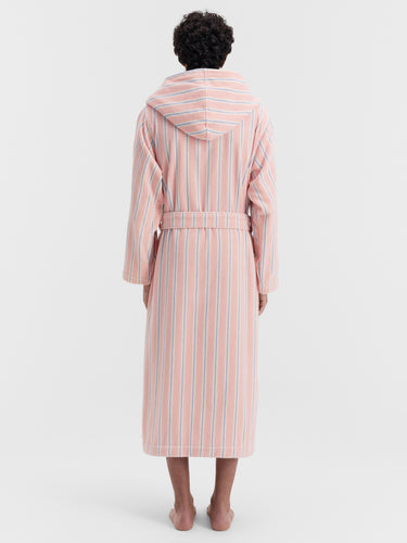 Tekla - Hooded Bathrobe in Candy Stripes