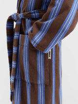 Tekla - Hooded Bathrobe in Chestnut Stripes