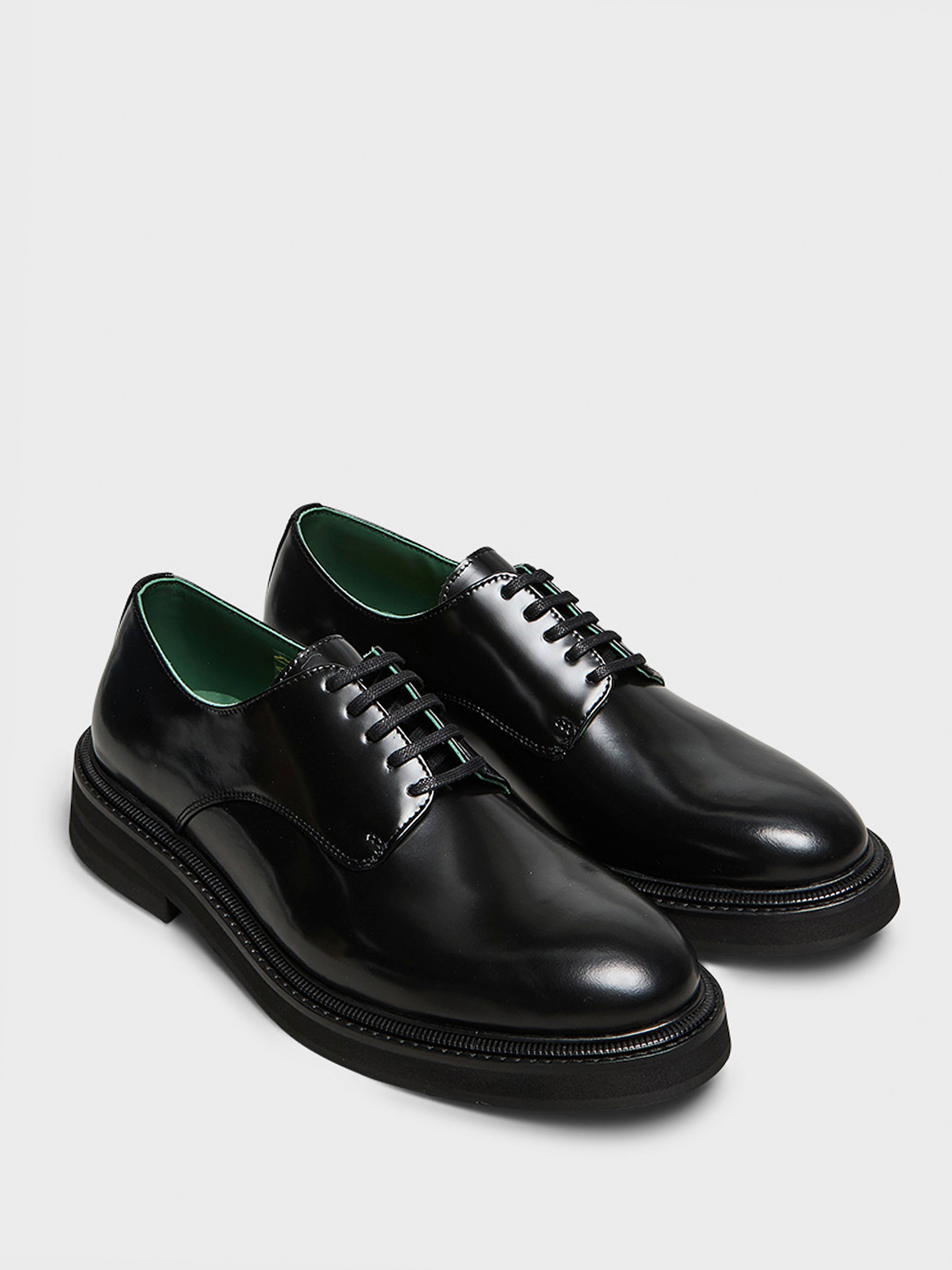 Vinny's - Officer Derbee Shoes in Black Polido Leather