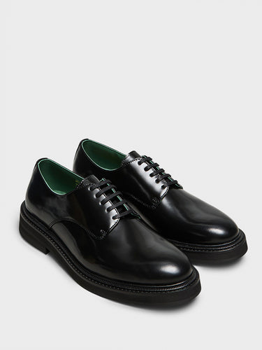 Vinny's - Officer Derbee Shoes in Black Polido Leather