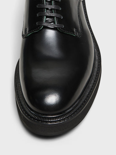 Vinny's - Officer Derbee Shoes in Black Polido Leather