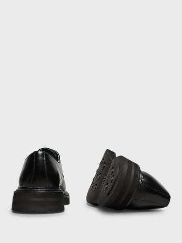 Vinny's - Officer Derbee Shoes in Black Polido Leather