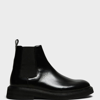Vinny's - Officer Chelsea Boots in Black Nappa Leather