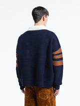 Wales Bonner - Calm Polo in Brown and Navy