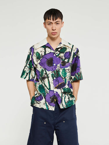 Wales Bonner - Highlife Bowling Shirt in Poppy Purple