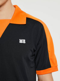 Wales Bonner - Home Jersey Polo in Black and Orange