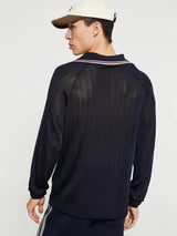 Wales Bonner - Roots Polo Shirt in Navy and Pink