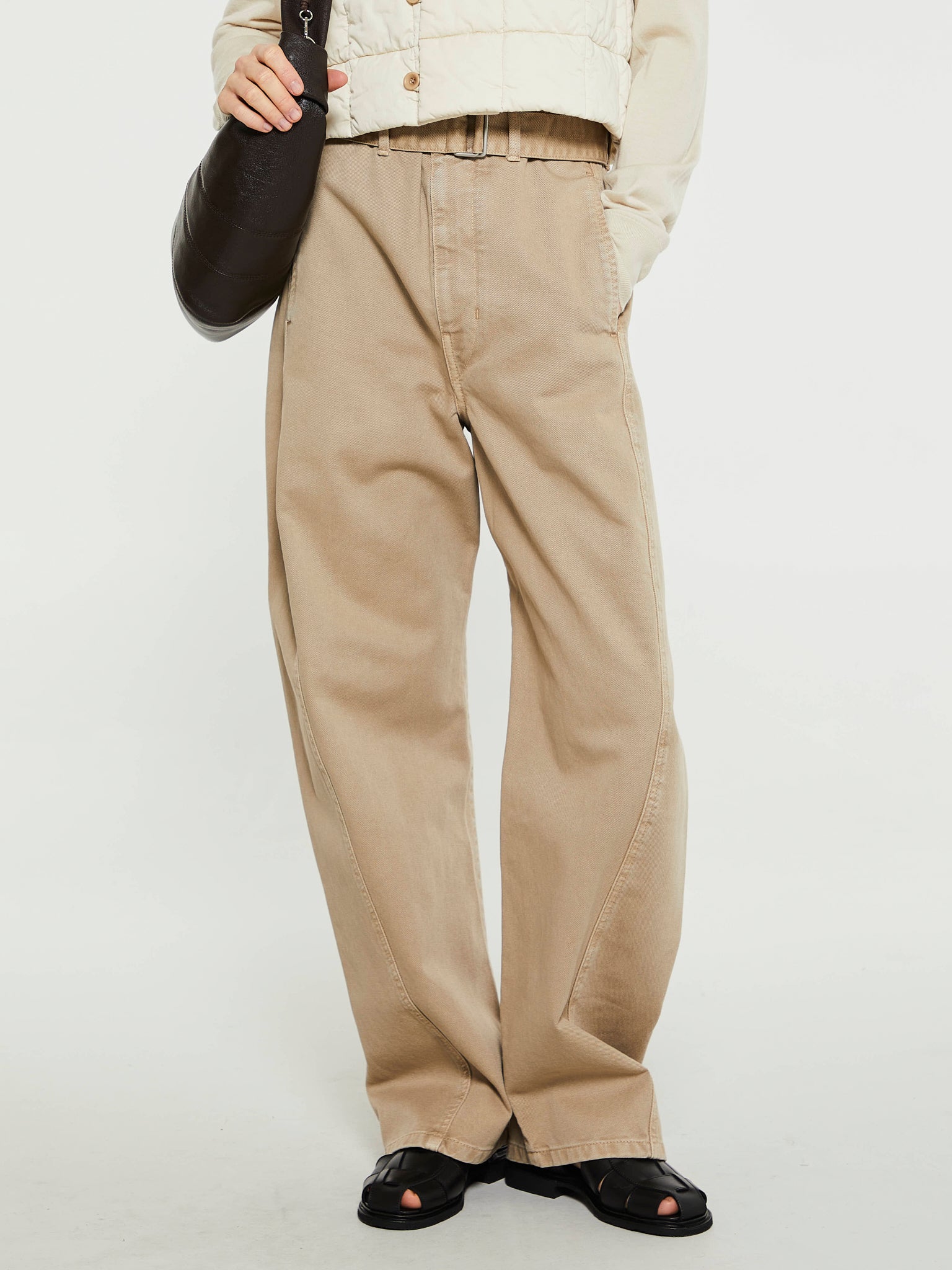 Lemaire - Twisted Belted Pants in Natural Beige