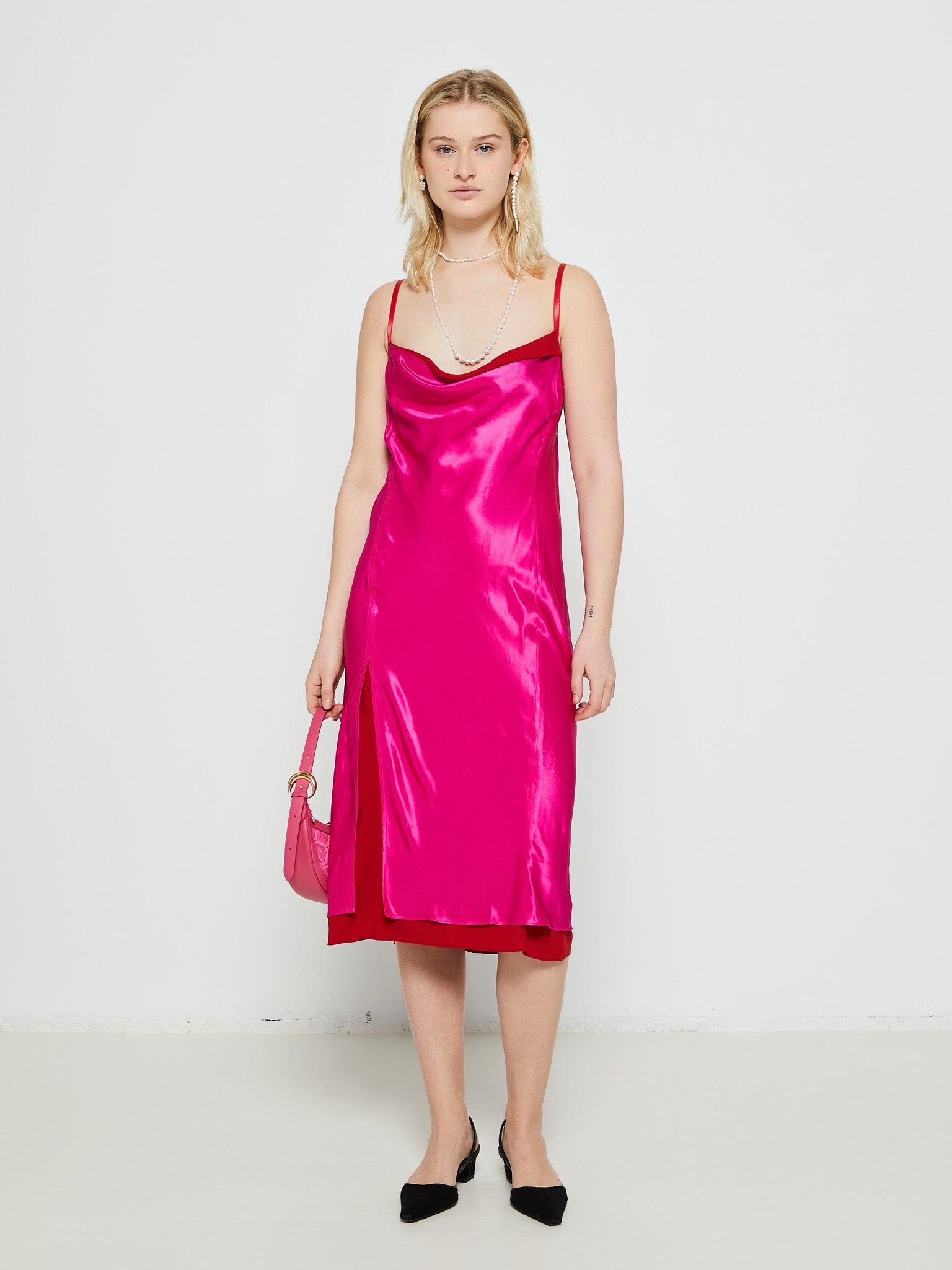 Midi Dress in Fuchsia Pink