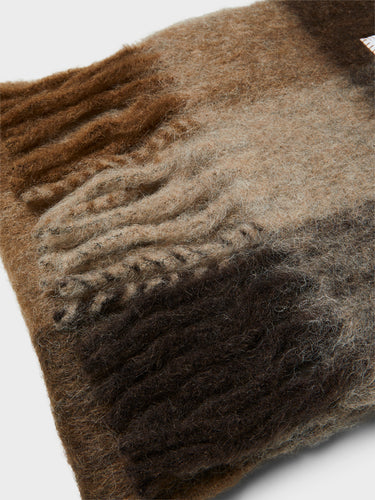 Acne Studios - Check Fringe Scarf in Dark Brown, White and Brown