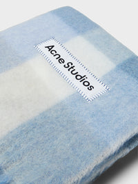 Acne Studios - Check Fringe Scarf in Light Blue, White and Powder Blue