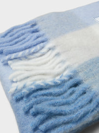 Acne Studios - Check Fringe Scarf in Light Blue, White and Powder Blue