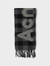 Acne Studios - Narrow Check Logo Scarf in Black and Grey