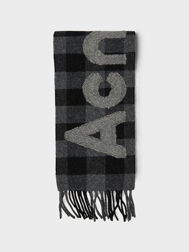 Acne Studios - Narrow Check Logo Scarf in Black and Grey