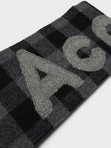 Acne Studios - Narrow Check Logo Scarf in Black and Grey
