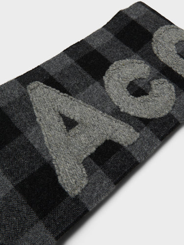 Acne Studios - Narrow Check Logo Scarf in Black and Grey
